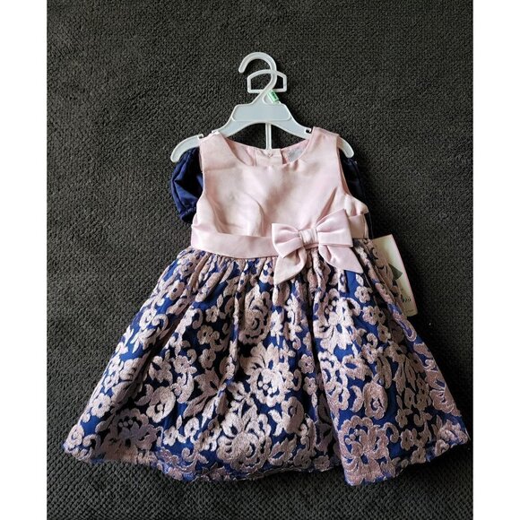 NWT Rare Editions baby girl 2pc royal blue dress size 18 months - Picture 4 of 4